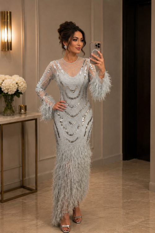 Rochie Silver Swan Couture – Luxury Feather