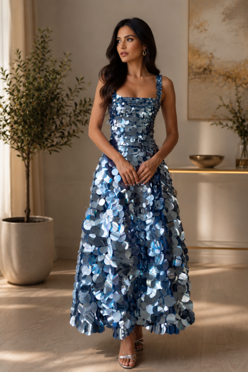Rochie Ocean Mirage Luxe – Sequin Midi Dress