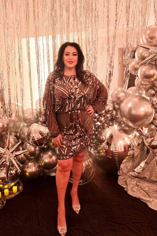 Rochie Glam Luxe Bronze Sequins