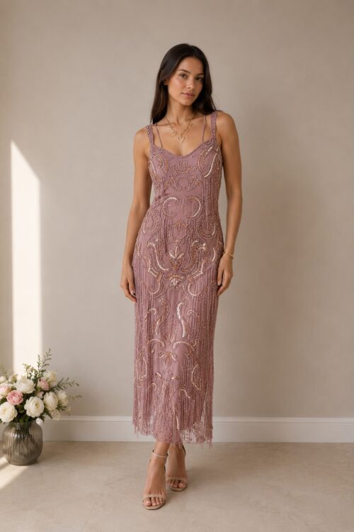 Rochie midi Blush Pearl Elegance
